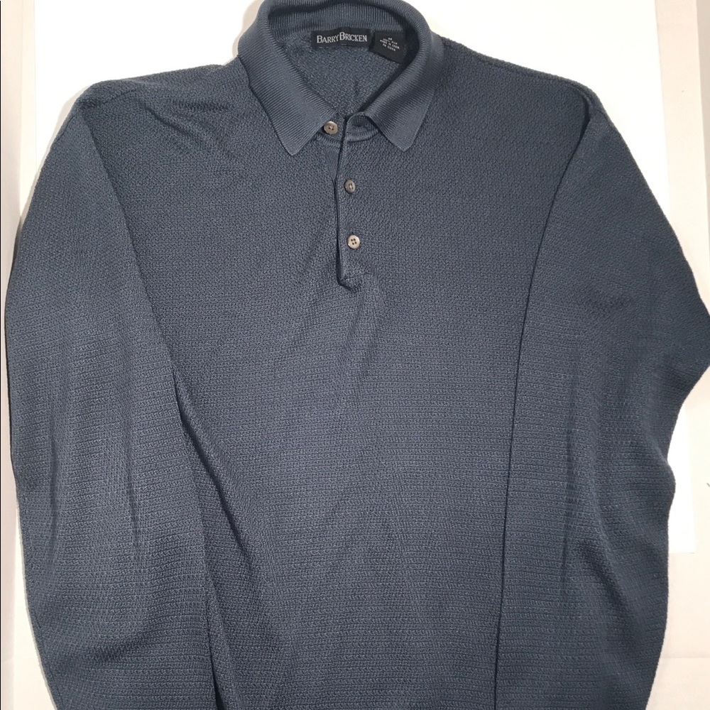 Barry Bricken 100% Silk Henley Polo Shirt